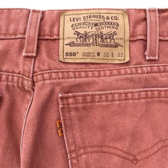 Levis 550 Vintage Jeans 32 x 32 Orange Tab Denim 90s Red Faded Made In USA
